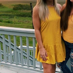 Mustard Yellow High Neck Dress - Medium